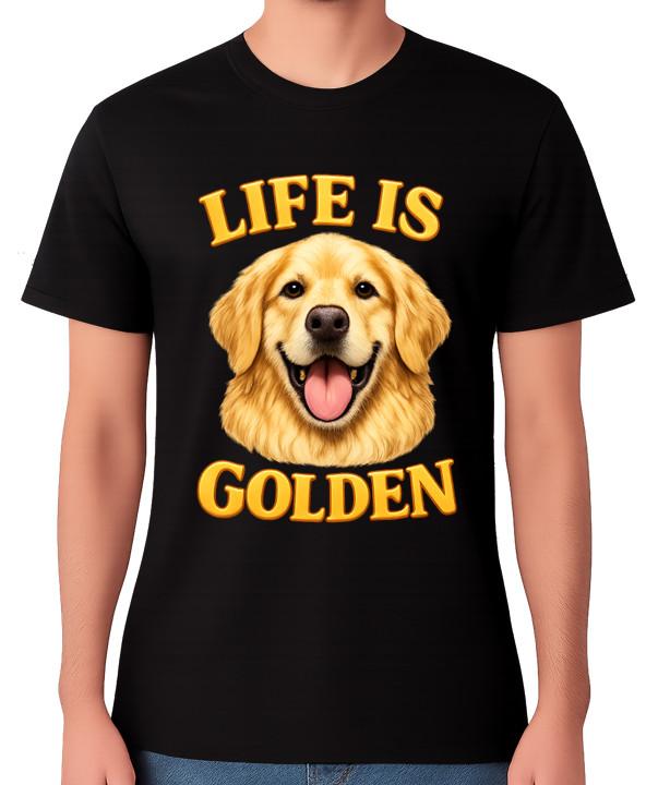 Life Is Golden T-Shirt Golden Retriever Dog Face Pet Lover Unisex Tee S разноцветный