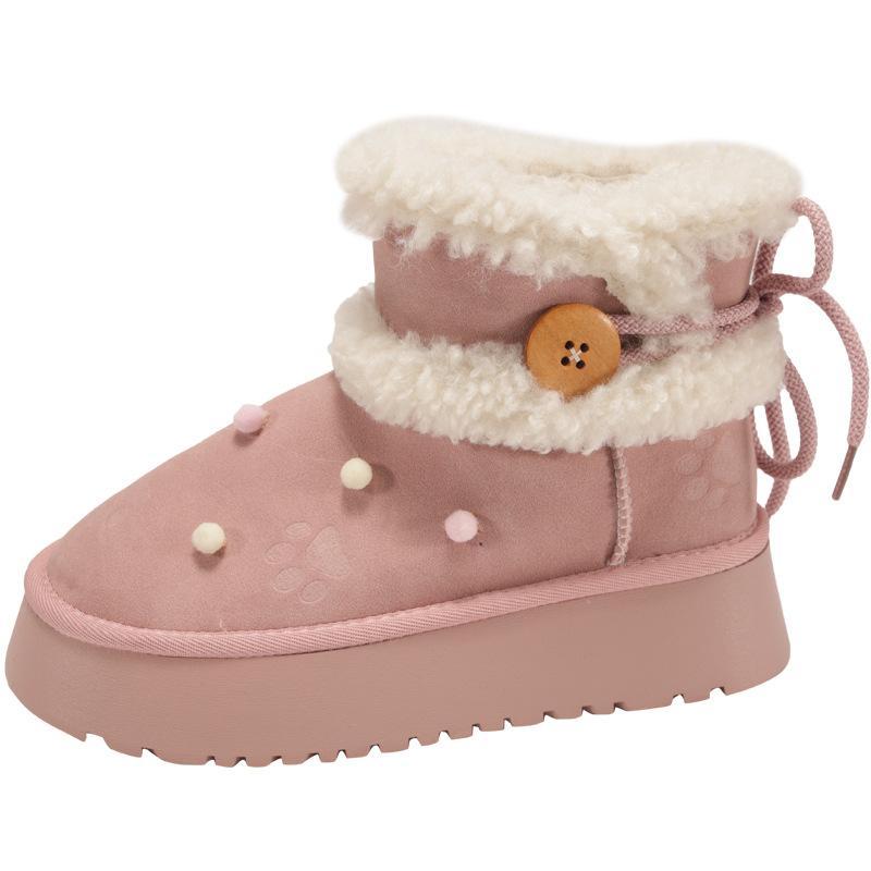 Fashion thick and cute warm thick-soled snow boots women's 2025 new winter northeast velvet thickened cotton shoes