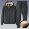 Men's Winter Plus Size Casual Warm Sets Hooded Fur Jacket + Pants Two Piece Set