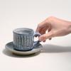Marui Seito Shigaraki Ware Hechimon Blue Hagi Carving Coffee Cup and Saucer, Approx. 210ml Capacity, Ceramic, Made In Japan, MR-3-3282