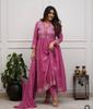 Women's Embroidered Kurta Pant Dupatta Set Indian Ethnic Bollywood Salwar Kameez
