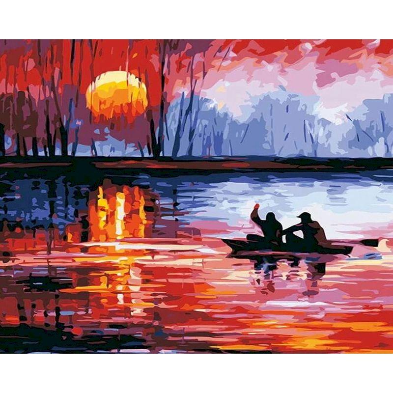 RUOPOTY Oil Painting By Numbers Seaside Landscape Wall Art Unique Gift Hand Painted Picture By Numbers Sunset For Living Room
