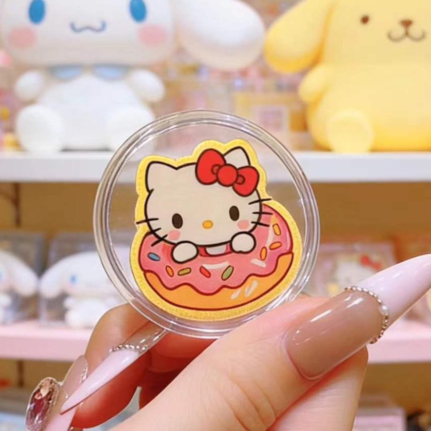 Golden 999 Pure Gold Hello Kitty & Kuromi Phone Sticker with Adhesive, 2mg - Perfect New Year Gift for Best Friends