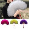 Champagne Fan with Tassels Pendant Luxurious Hollow Carved Gorgeous Thick Feather Elegant Handheld Fan