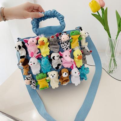 Super Cute Cartoon Lolita Mini Animal Bag Feminine Shoulder Cross Bag Wrinkled Denim Cuff Kawaii Doll