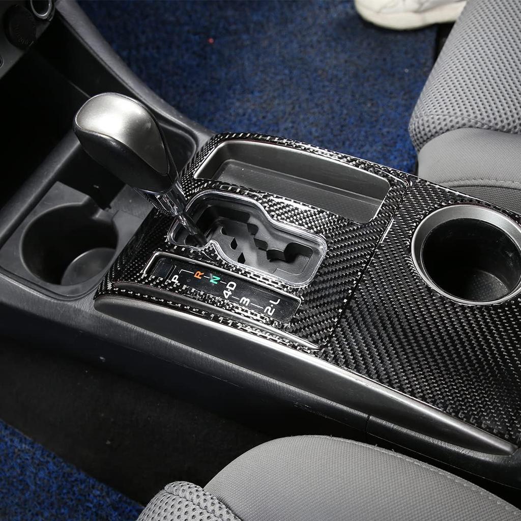 Weiche Kohlefaser Auto Mittelkonsole Schalthebel Panel Aufkleber Verkleidung Passend für Toyota Tacoma 2006 2007 2008 2009 2010 2011 2012 2013 2014 2015 (Schwarz
