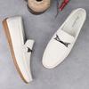 Fashion New Design High Quality Men Loafers Genuine Leather Slip on Flats Comfortable Handmade Driving Shoes Metal Buckle Male Moccasins