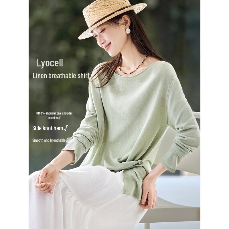 Mohan Yimei 2026 Spring Drop Shoulder Boat Neck Knit Top L