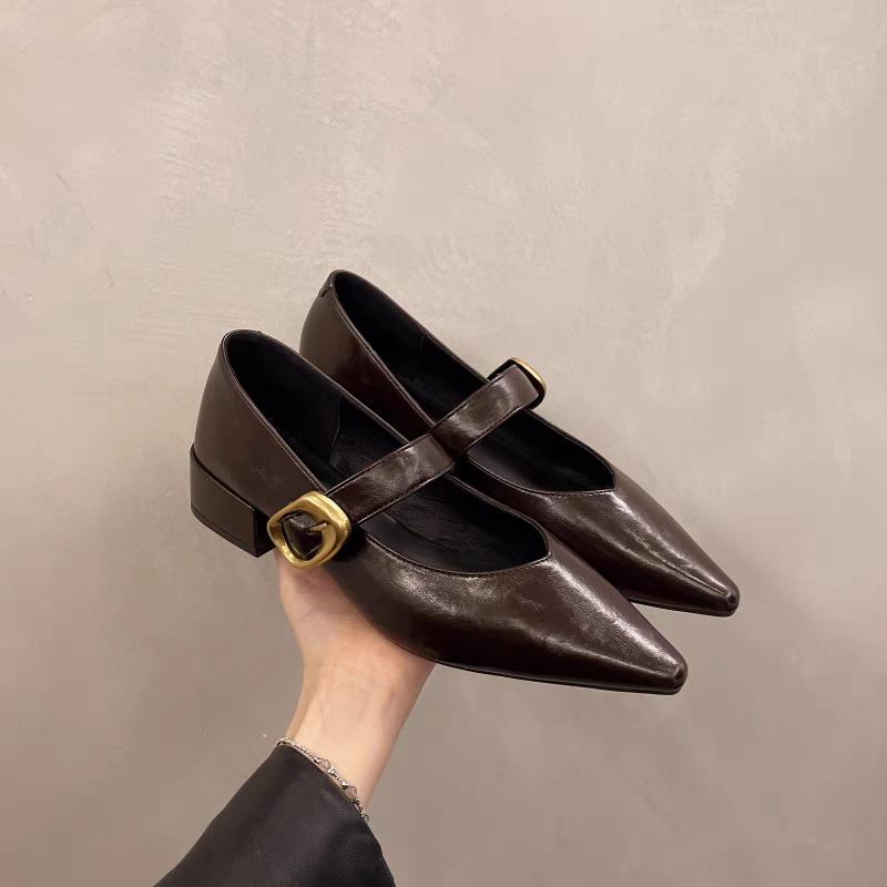 New Style Design High Heeled Mary Jane Pointed Toe Women Single Shoes Leather Comfort Spring Summer Dress Sexy Women's Shoes