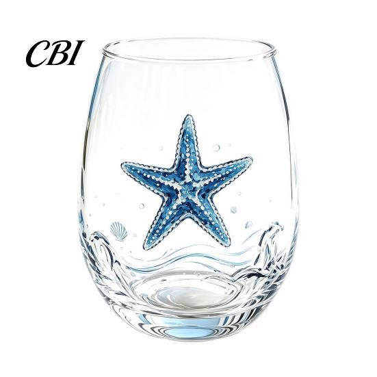 Elegant Celebration Glass Gift Marine Animal Theme Clear Tumbler, Handcrafted Painted Glassware, Handmade Borosilicate Glassware Creative Unique