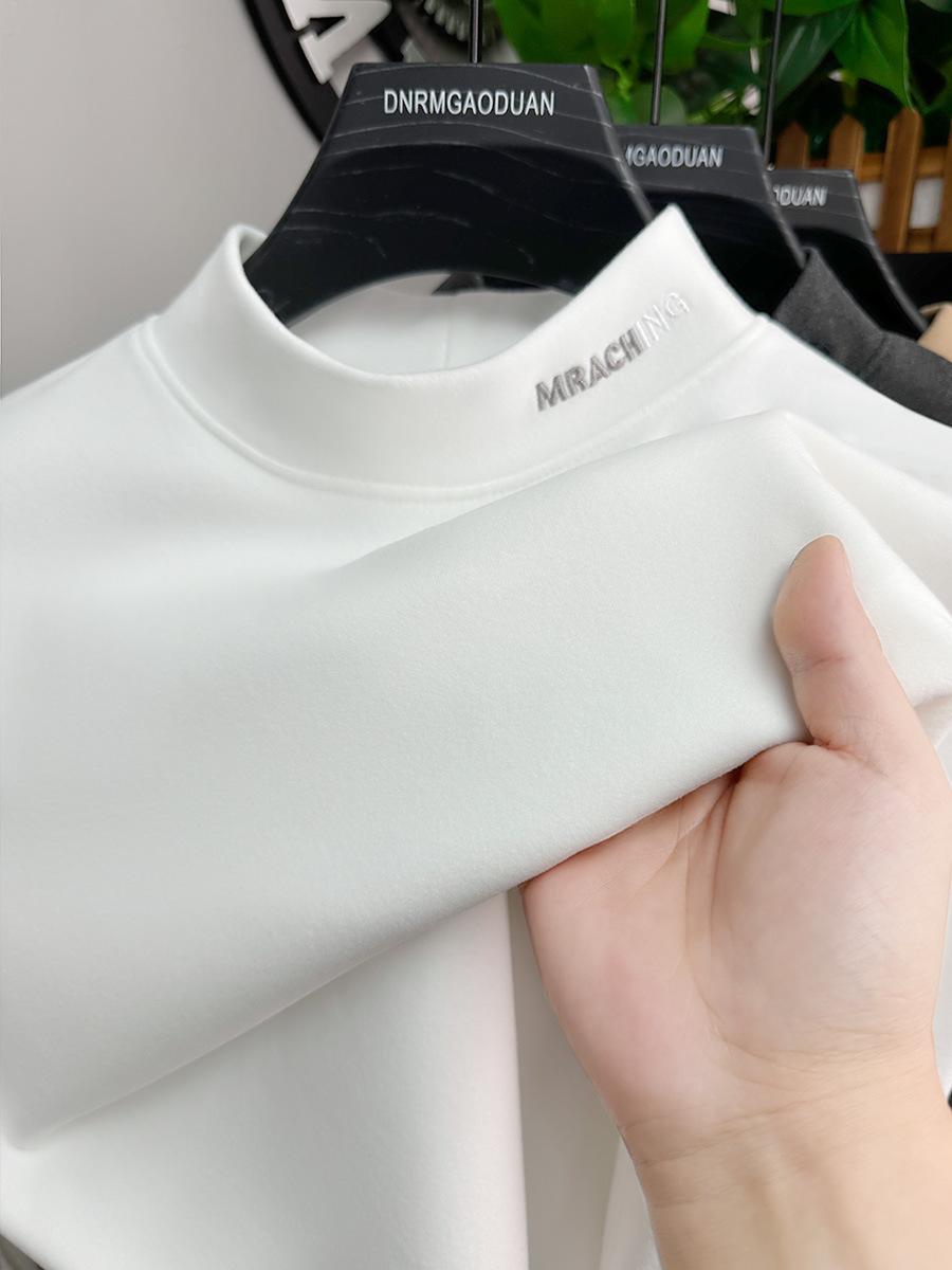 

Мужская двухсторонняя теплая футболка с длинным рукавом и полуворотником из немецкого вельвета для осени и зимы. L (100-125 jin)