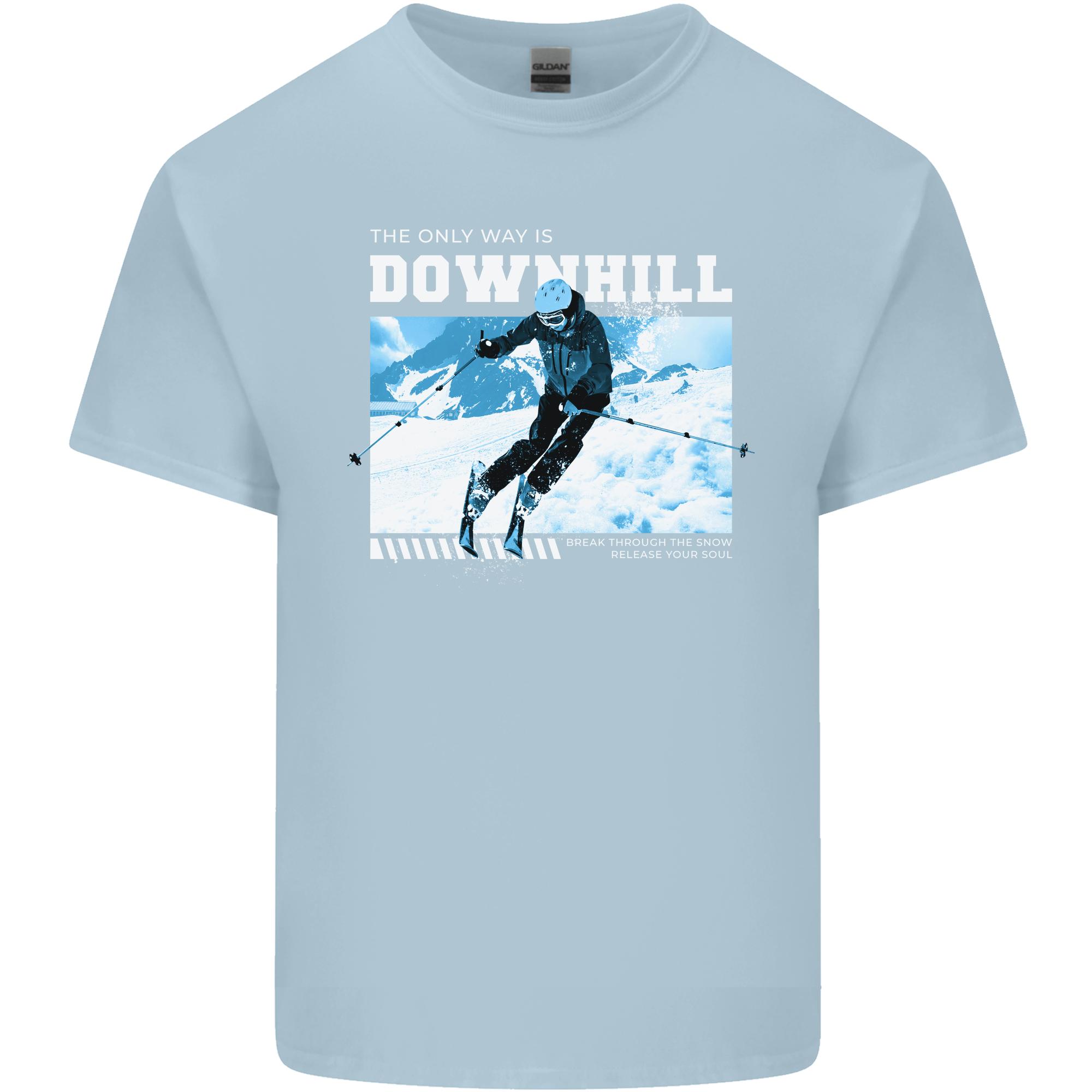 The Only Way is Downhill Skiing Ski Skier Unisexs Light Cotton TShirt S