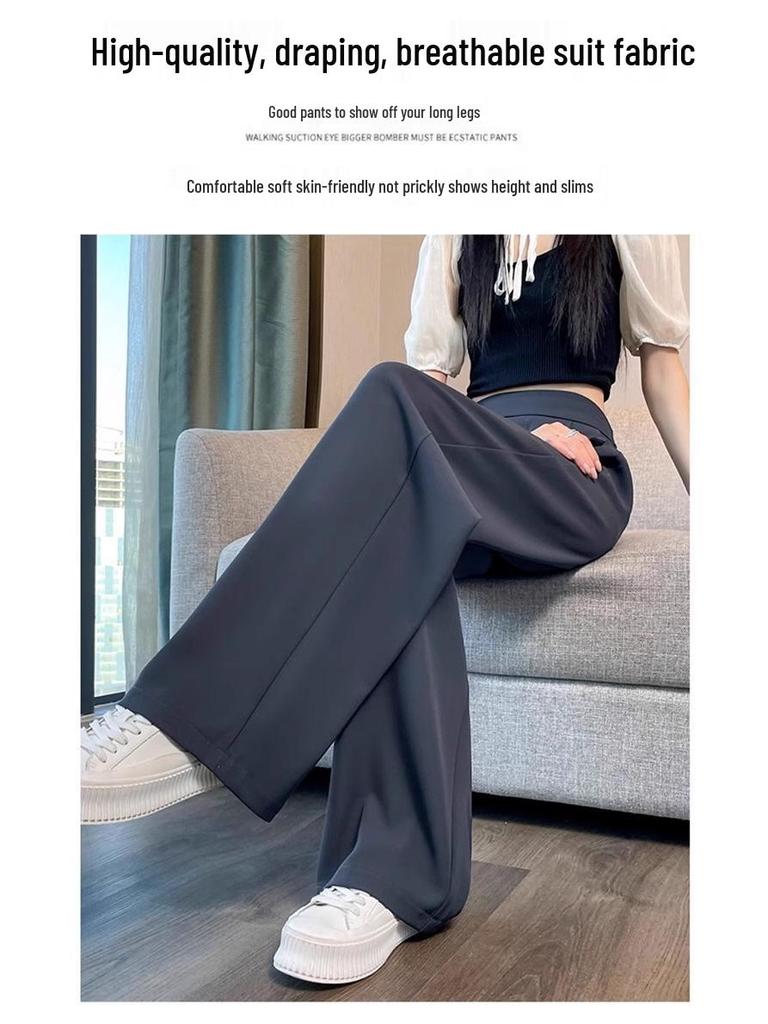 Damen High Waist Weitbein Anzughose - Frühling & Herbst Kollektion, Dünne Sommer Freizeit, Schmaler Gerader Beinschnitt