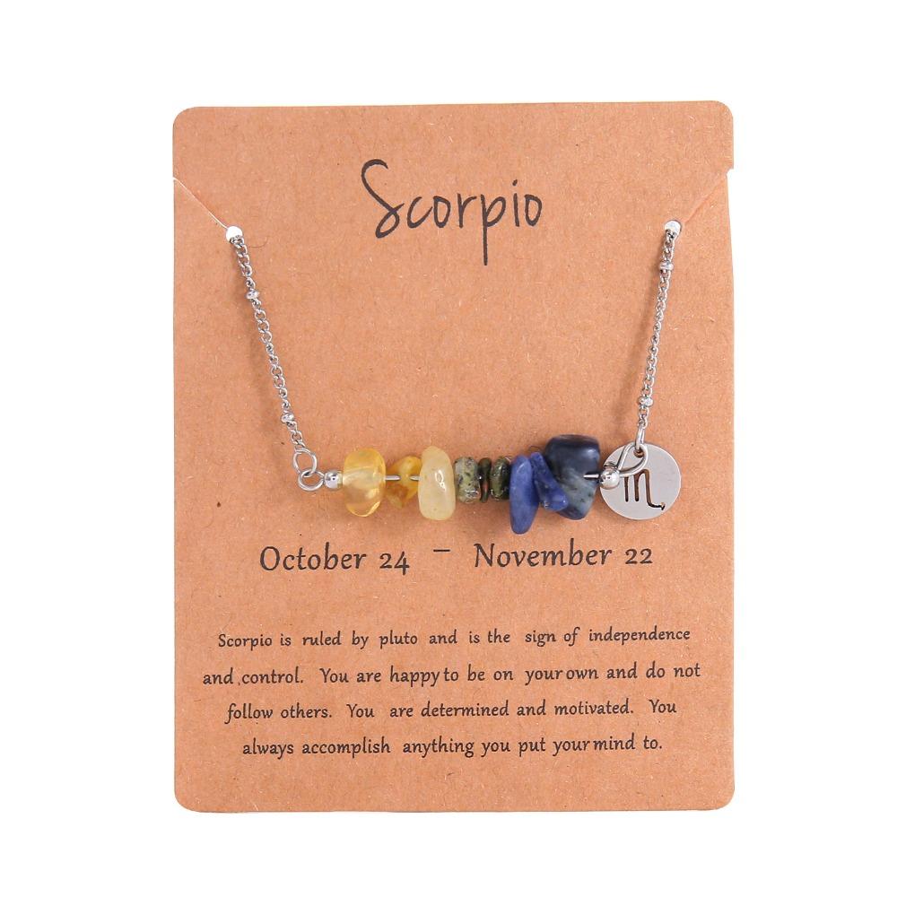 Natural Crushed Stone Natural Stone Beaded Choker Hand Braid Constellation Charm  Female Jewelry