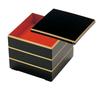 Wakaizumi Lacquerware, 7-inch Jubako Box, Kuraju, Black with Red Interior and Gold Lines, 3 Tiers, H-158-10A