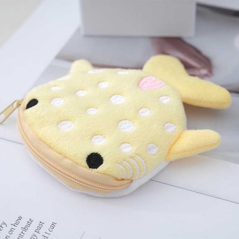 Women Plush Shark Coin Purse Cute Mini Coin Bags Pouch Zipper Three-dimensional Coin Money Headphone Holder Bag Wallet Ke