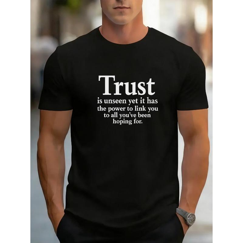 

Европейские размеры, Текстовый принт на тему Trust (Доверие), Простой и вдохновляющий дизайн с цитатой, Подходит для повседневной носки и домашней одежды, Уличный тренд, Повседневный, Универсальный топ S чёрный