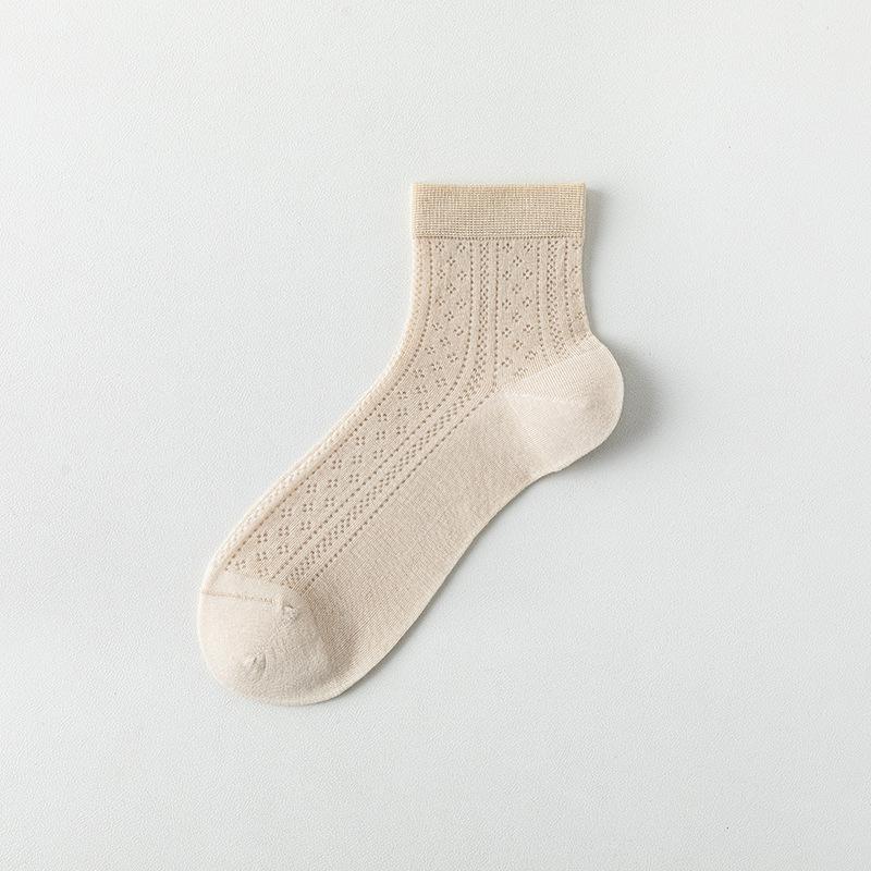 Women's Summer Thin Mesh Breathable Antiodor Sweat Absorbing Short Cotton Socks