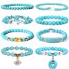 New Blue Turquoises Stone Bracelet Fashion Bohemian Green Blue Turquois Charm Bangle Handmade Healing Energy Jewelry Gift