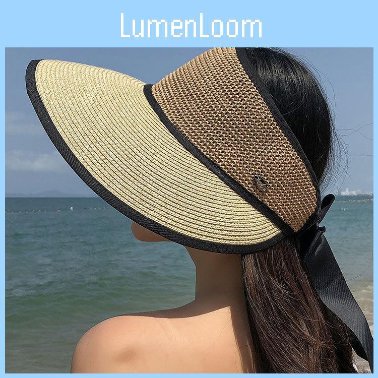 Summer Straw Hat Women Wide Brim Sunshade Cap With Breathable Foldable Beach Hat