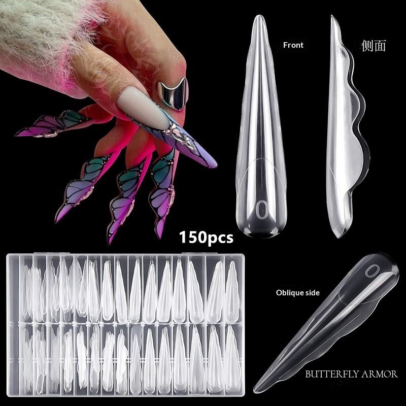 Inovativní Motýlí Duální Formy na Nehty 150ks Prodloužená Délka 15 Velikostí Opakovaně Použitelné Gelové Formy pro Prodlužování Nehtů Pro Nail Art Profesionální