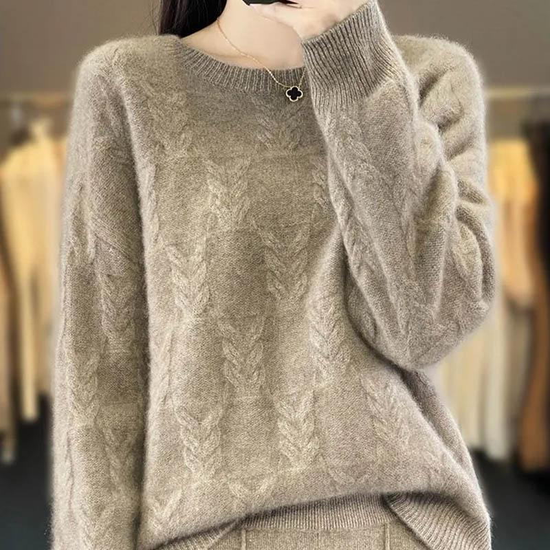 Sweater for Women Autumn Winter Thickened Pullover Warm Knitted Stretchy Long Sleeve Oversize Jumper Tops