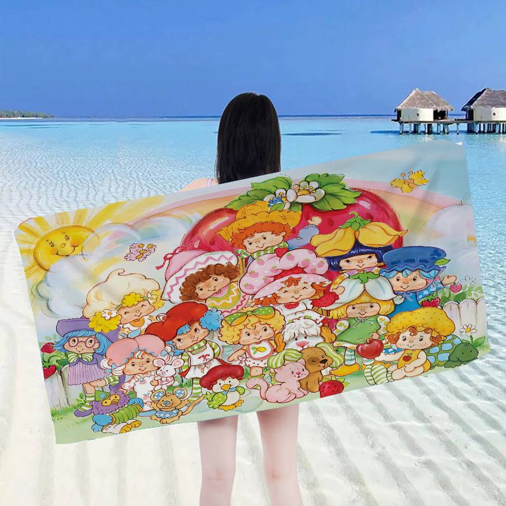 S-Strawberry Shortcakes Microfiber Printed Beach Towel Mountain Climbing Yoga Beach Swimming Running Absorbent Soft Towel