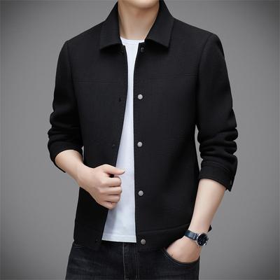 Veste d'automne et d'hiver pour hommes, courte, mi-longue, pour papa d'âge moyen, à revers, décontractée, chaude, en laine, haut