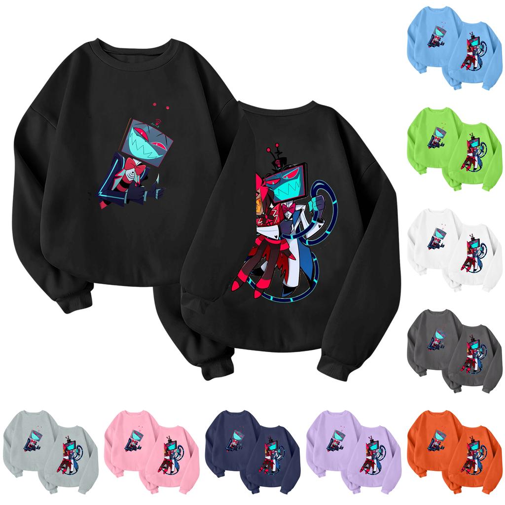 Children's Fashionable Lightweight Long-sleeved Round Neck Pullover With Pockets Printed Pullover