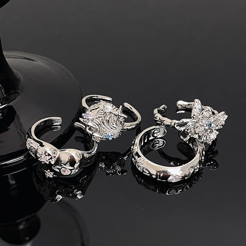 Neues Nischendesign Liebe Stern Schmetterling Öffnungsring Licht Luxus Hoher Sinn Kalter Wind Zirkonring