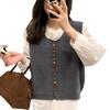 Color Button Knit Vest Women Artistic Retro Minimalist Versatile Round Neck Cardigan Waistcoat
