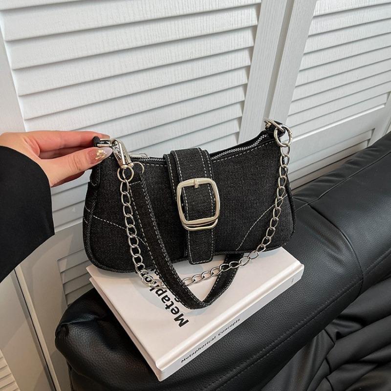 Summer new versatile messenger bag niche design denim bag women's shoulder underarm small square bag