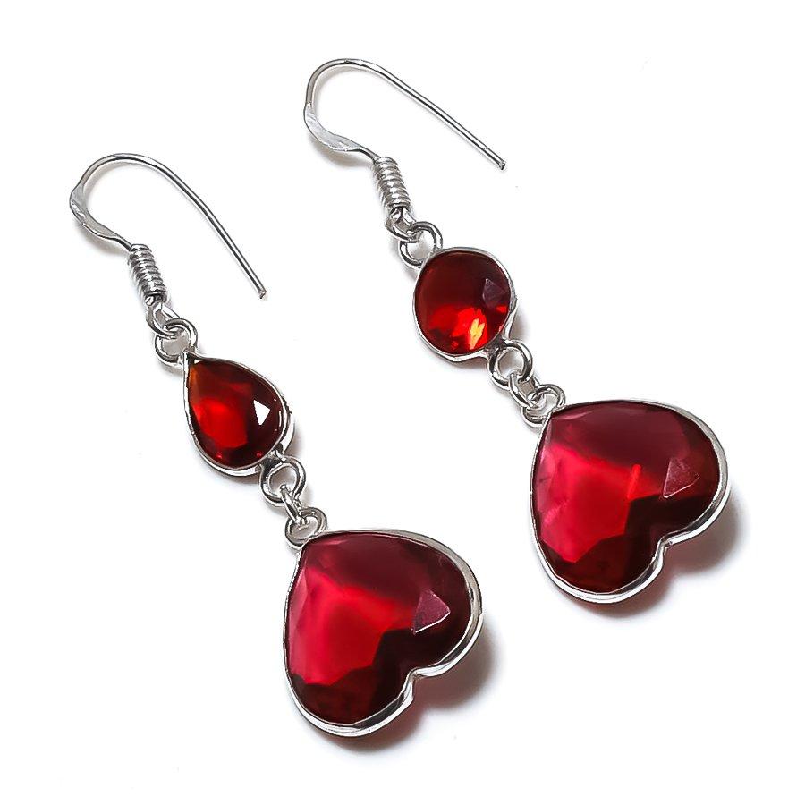 

Серьги из серебра 925 пробы с натуральным гранатом ручной работы 2,05 дюйма S7r60