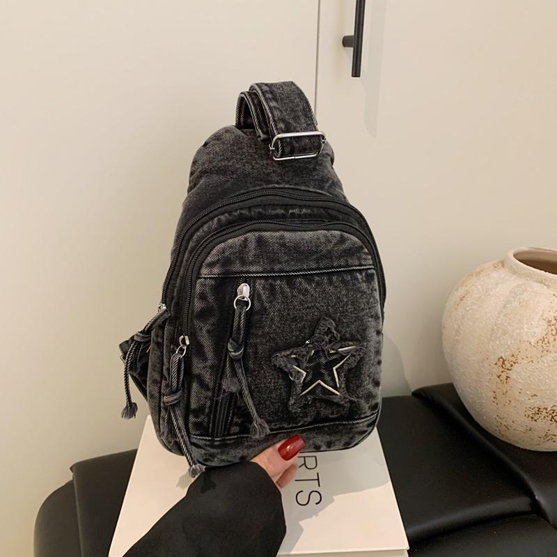Denim Shoulder Bag Women's Large Capacity Crossbody Bag Commuter Chest Bag