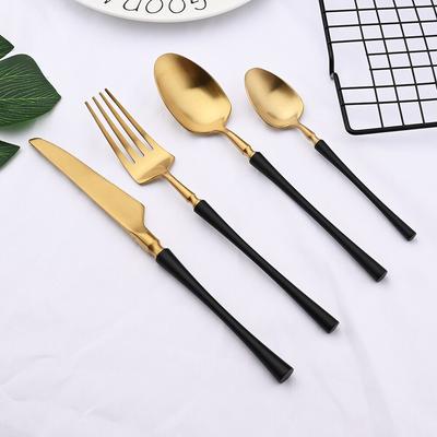 Schwarz Gold Matt Besteck Set 18/10 Edelstahl Geschirr Messer Gabel Löffel Geschirr Küche Besteck Geschirr Set