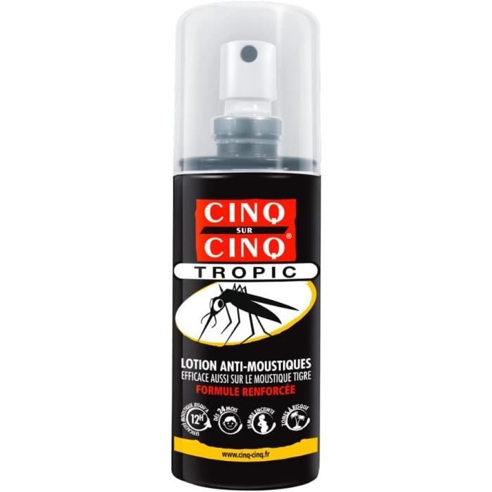 Cinq sur Cinq Kit Haute protection contre les Moustiques Spray Tropic 75 ml Spray Vètement 100 ml