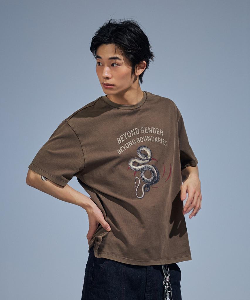 VETEZE Bgbb Snake Garment Dyed Half T (Brown)