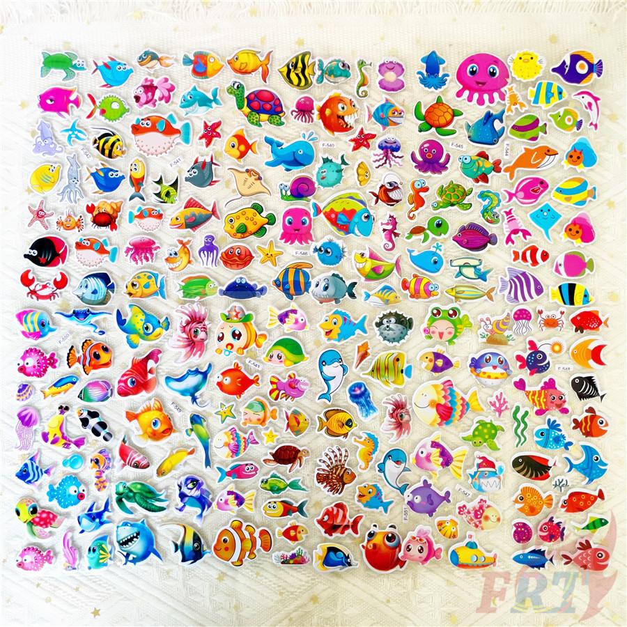 12Sheets/set Marine Animals Rewards Sticker Puffy Bubble Toys Stickers