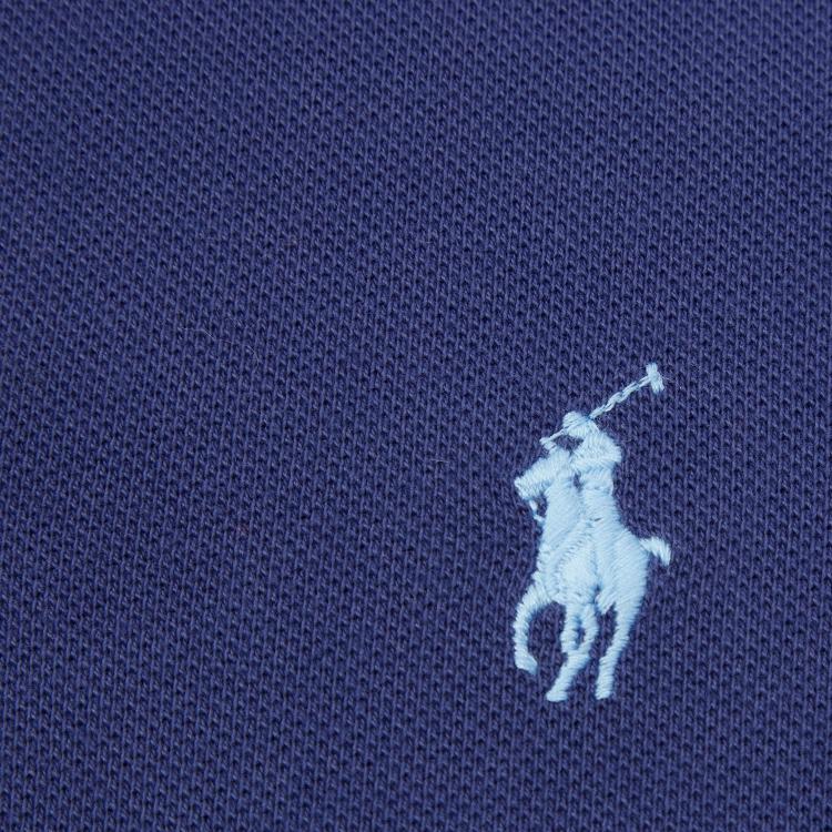 Polo Ralph Lauren Solid Ribbed Logo Embroidered Short Sleeve Polo Shirt Men Tops Blue MNPOKNI1N820695-410
