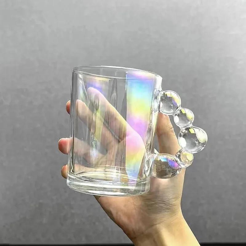 Creative Heat-Resistant Clear Glass Cup European Style Handle Mug for Coffee Latte Milk Cocktail Elegant Gift for Friends