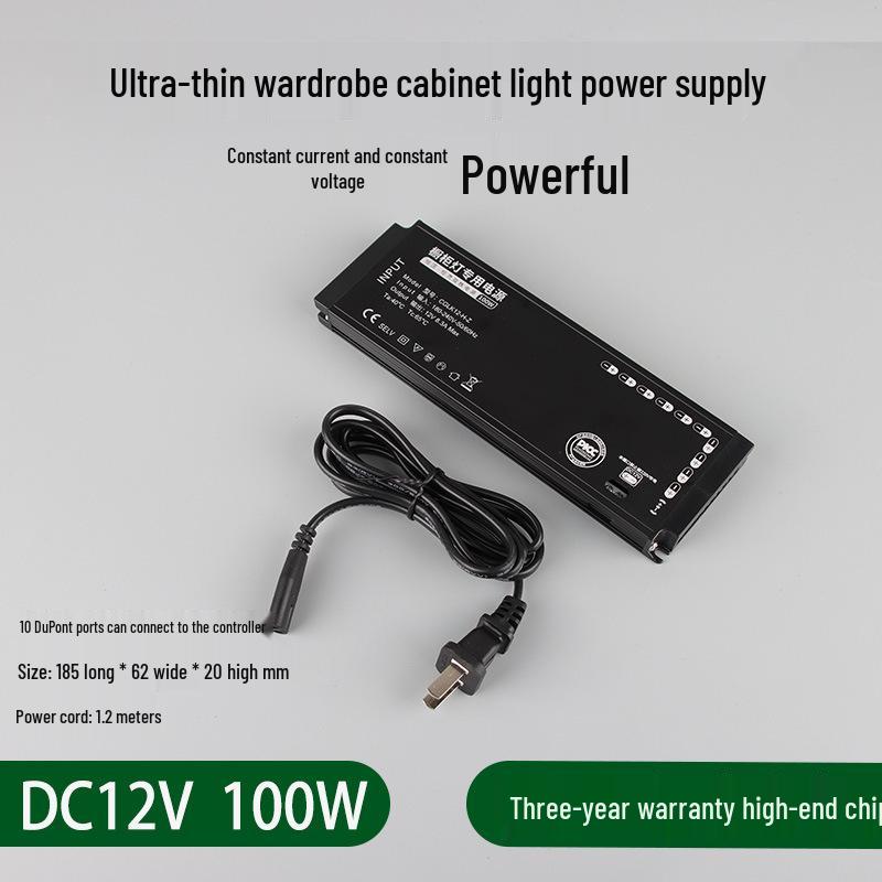 LED Strip Light with Induction Control for Wine Cabinets and Wardrobes, DuPont Interface, 12V Transformer Included
