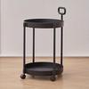 2-Tier Elegant Side Table with Wheels Trolley Table In Living Room Simple Sofa Table with Handle Easy To Move Coffee Table