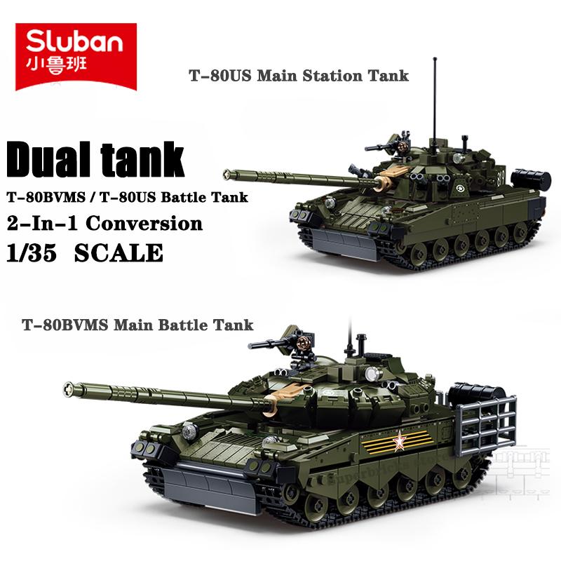 Sluban T-80 Κύριο Άρμα Μάχης Δομικά Τουβλάκια Β' Παγκοσμίου Πολέμου Σοβιετικός Στρατός Όχημα Μοντέλο Όπλων Τουβλάκια Σετ Δώρων Στρατιωτικών Ενθουσιαστών Παιχνίδι για Παιδιά