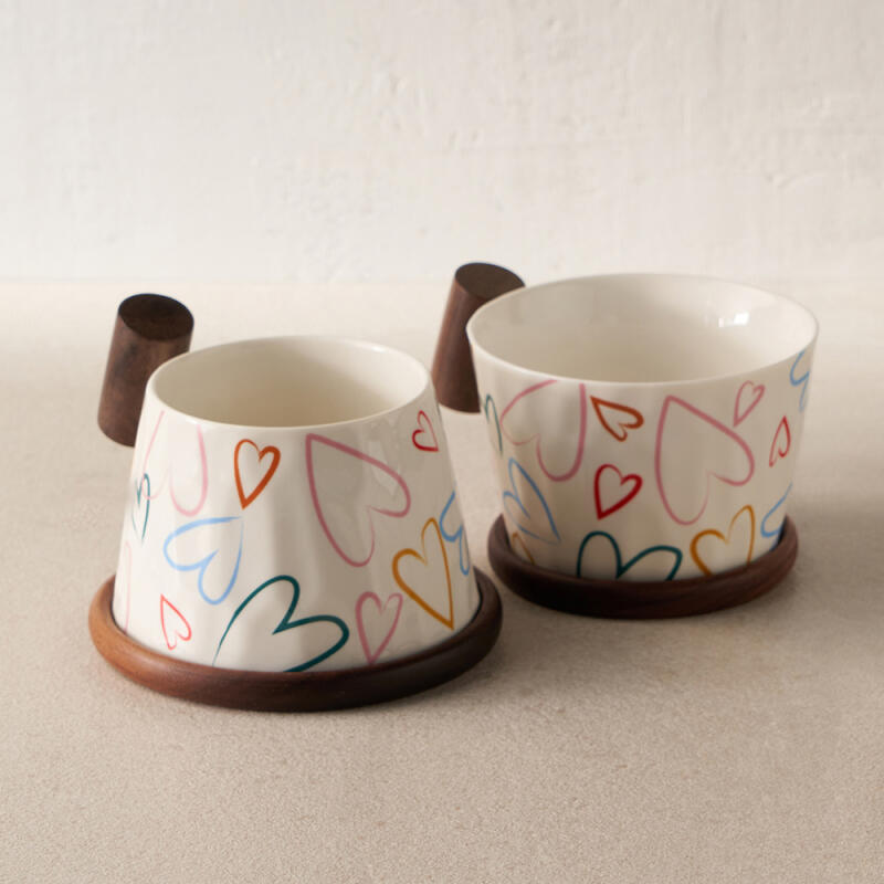 [Mug] 200ml Heart Mug + Coaster Set