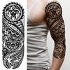 1 Blatt Stammestotem Vollarm Temporäre Tattoos Für Frauen Männer Fake Ärmel Maori Tattoo Aufkleber Körperkunst Zeichnung Oberschenkel Bein Groß