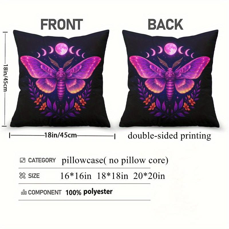 Pillowcase 1Pc, Moth Full Moon Mystery, Printed Holiday Theme Cushion Cover With Hidden Zipper, Suitable For Sofa, Living Room,