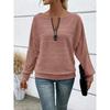 Autumn and Winter Casual Solid Color Zipper Top Women's Pullovers & Long Sleeves