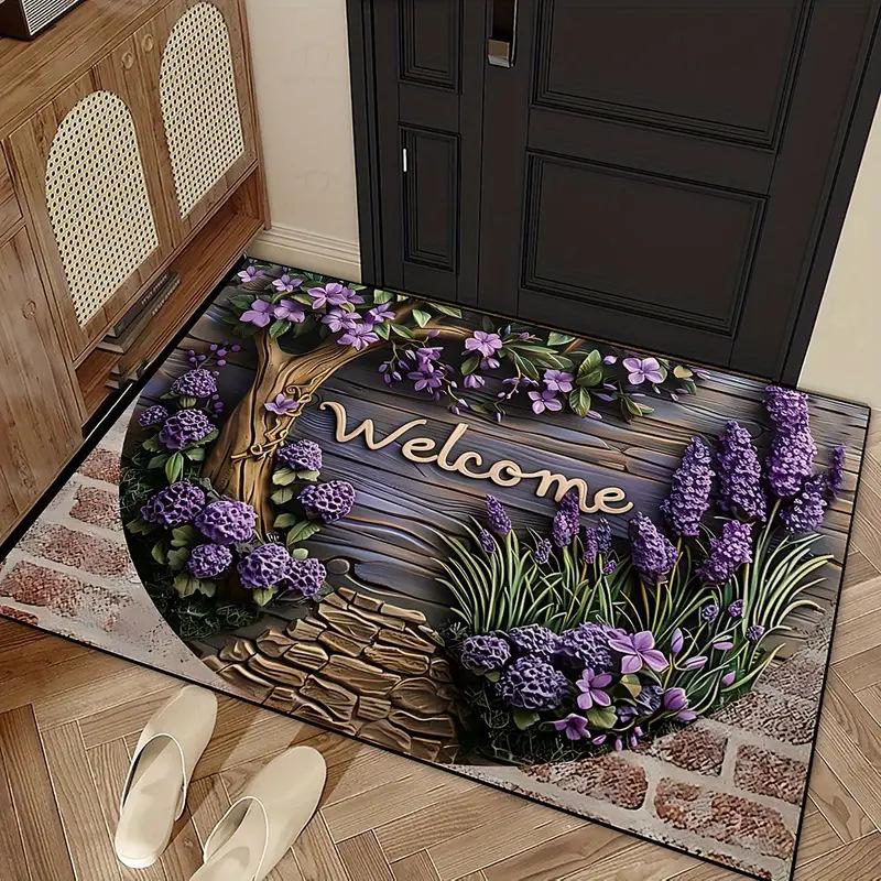 

Mat Flower Semi-circular Floor Mat, Home Life Tree Entrance Mat, Wear-resistant and Dirt Resistant Mat 40*60cm фіолетовий