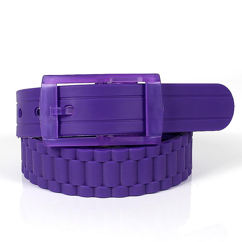 Nuove Cinture Per Uomo Donna Colori Uni Caramella Gomma Siliconica Pelle Forma Ondulata Fibbia in Plastica Cintura Carina Senza Metallo