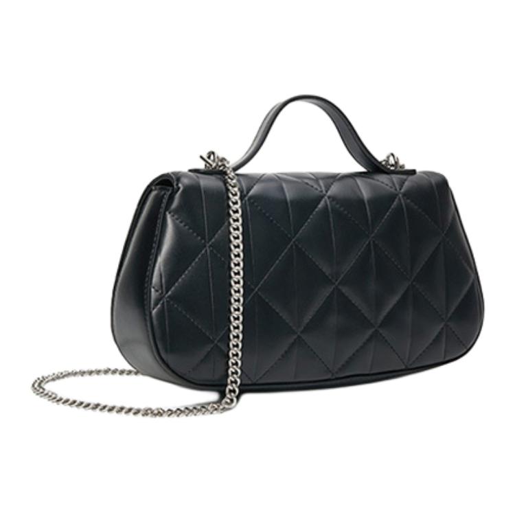 Calvin Klein Elegant Casual Commuter Metallic Monogram Diamond Pattern Synthetic Leather Crossbody Bag Women Bags Space-Black 4F3410G-UB1